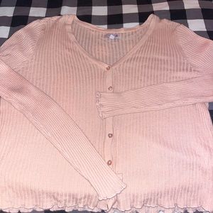 Cute pink button up long sleeve, size XXL